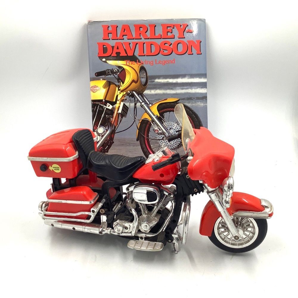 Harley Davidson Plastic Motorcycle 14 x 9 with Sound and The Living Legend Book